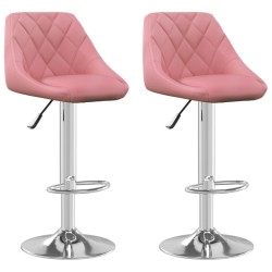 Tabourets de bar lot de 2 rose velours 