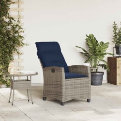Chaise de jardin inclinable avec table d'appoint gris polyrotin 