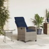 Chaise de jardin inclinable avec table d'appoint gris polyrotin 