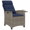 Chaise de jardin inclinable avec table d'appoint gris polyrotin 
