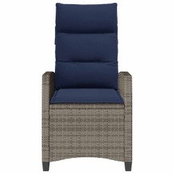 Chaise de jardin inclinable avec table d'appoint gris polyrotin 
