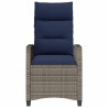Chaise de jardin inclinable avec table d'appoint gris polyrotin 