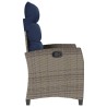 Chaise de jardin inclinable avec table d'appoint gris polyrotin 