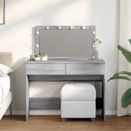 Coiffeuse avec LED sonoma gris 100x40x120 cm 