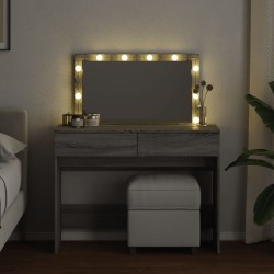 Coiffeuse avec LED sonoma gris 100x40x120 cm 