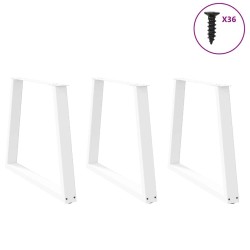 Pieds de table à manger en forme de V, 3 pièces, blanc, 80 x (72-73,3) cm, acier 