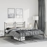 Cadre de lit métal sans matelas avec pied de lit noir 150x200cm 