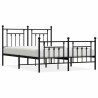 Cadre de lit métal sans matelas avec pied de lit noir 150x200cm 