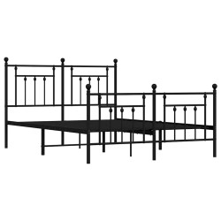 Cadre de lit métal sans matelas avec pied de lit noir 150x200cm 
