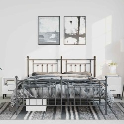 Cadre de lit métal sans matelas avec pied de lit noir 150x200cm 