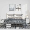 Cadre de lit métal sans matelas avec pied de lit noir 150x200cm 