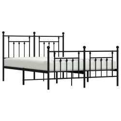 Cadre de lit métal sans matelas avec pied de lit noir 150x200cm 