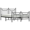 Cadre de lit métal sans matelas avec pied de lit noir 150x200cm 
