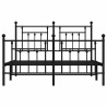 Cadre de lit métal sans matelas avec pied de lit noir 150x200cm 