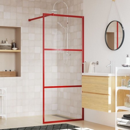 Paroi de douche avec verre ESG transparent rouge 80x195 cm 