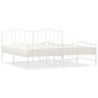 Cadre de lit métal sans matelas et pied de lit blanc 200x200 cm 