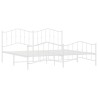 Cadre de lit métal sans matelas et pied de lit blanc 200x200 cm 