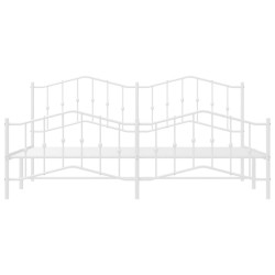 Cadre de lit métal sans matelas et pied de lit blanc 200x200 cm 