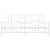 Cadre de lit métal sans matelas et pied de lit blanc 200x200 cm 