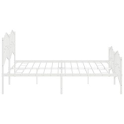 Cadre de lit métal sans matelas et pied de lit blanc 200x200 cm 