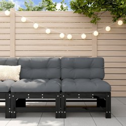 Canapés centraux de jardin 2 pcs noir bois de pin massif 