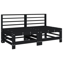 Canapés centraux de jardin 2 pcs noir bois de pin massif 