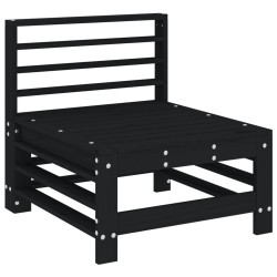 Canapés centraux de jardin 2 pcs noir bois de pin massif 