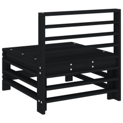 Canapés centraux de jardin 2 pcs noir bois de pin massif 