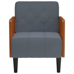 Fauteuil avec accoudoirs gris foncé 55 cm velours 