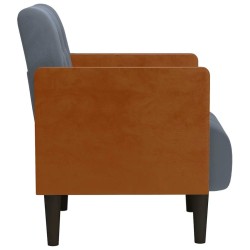 Fauteuil avec accoudoirs gris foncé 55 cm velours 