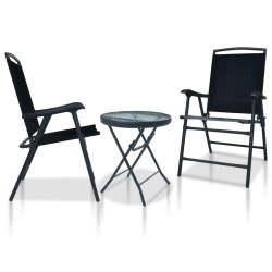 Ensemble de bistro 3 pcs Noir Acier 
