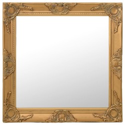 Miroir mural style baroque 60x60 cm Doré 