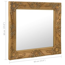 Miroir mural style baroque 60x60 cm Doré 