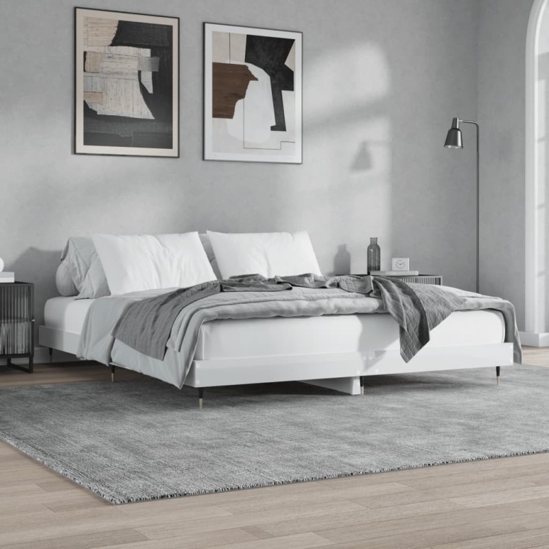 Cadre de lit sans matelas blanc brillant 140x200 cm 