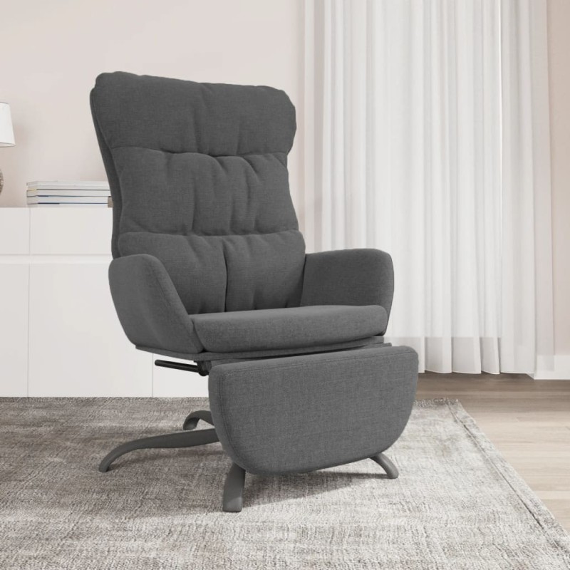 Chaise de relaxation avec repose-pied Gris clair Tissu 