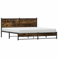 Cadre de lit en métal sans matelas chêne fumé 183x213 cm 