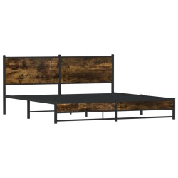 Cadre de lit en métal sans matelas chêne fumé 183x213 cm 