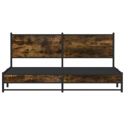 Cadre de lit en métal sans matelas chêne fumé 183x213 cm 
