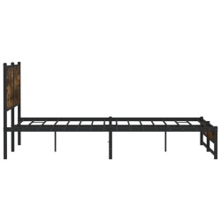 Cadre de lit en métal sans matelas chêne fumé 183x213 cm 