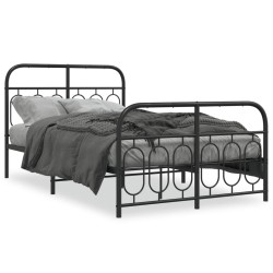 Cadre de lit métal sans matelas avec pied de lit noir 120x200cm 