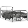 Cadre de lit métal sans matelas avec pied de lit noir 120x200cm 