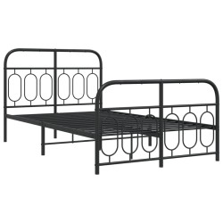 Cadre de lit métal sans matelas avec pied de lit noir 120x200cm 