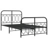 Cadre de lit métal sans matelas avec pied de lit noir 120x200cm 