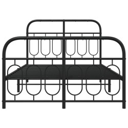 Cadre de lit métal sans matelas avec pied de lit noir 120x200cm 
