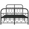 Cadre de lit métal sans matelas avec pied de lit noir 120x200cm 