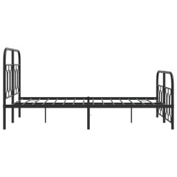 Cadre de lit métal sans matelas avec pied de lit noir 120x200cm 