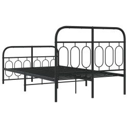 Cadre de lit métal sans matelas avec pied de lit noir 120x200cm 