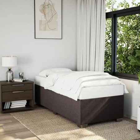 Cadre de lit sans matelas marron foncé 80x200 cm tissu 