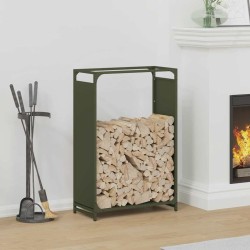 Portant de bois chauffage vert olive 60x28x90 cm 