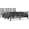 Cadre de lit métal sans matelas avec pied de lit noir 150x200cm 